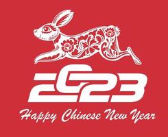 Happy Chinese new year 2023 year of the rabbit Design White Vector Abstract Illustration With Red Background