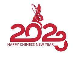 Happy Chinese new year 2023 year of the rabbit Design Vector Abstract Illustration Red