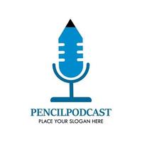 Ilustración de la plantilla de diseño del logotipo de pencilpodcast. hay lápizpodcast. esto es bueno para la educación, la música, el arte, etc. vector