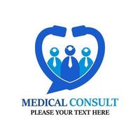 Medical Consult logo design template illustration. There are doctor and patient. This is good for medical vector