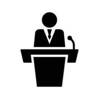 Businessman, speech, support icon. vector
