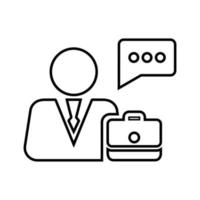 Businessman, message, speech line icon. vector