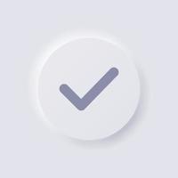 Check mark icon, Tick icon, White Neumorphism soft UI Design for Web design, Application UI and more, Button, Vector. vector