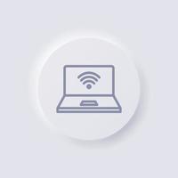 Laptop Icon, White Neumorphism soft UI Design for Web design, Application UI and more, Button, Vector. vector