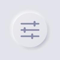 icono de ajuste y control, diseño de interfaz de usuario suave de neumorfismo blanco para diseño web, interfaz de usuario de aplicación y más, botón, vector. vector