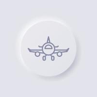 icono de avión, diseño de interfaz de usuario suave de neumorfismo blanco para diseño web, interfaz de usuario de aplicación y más, botón, vector. vector