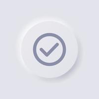 Check mark icon, Tick icon, White Neumorphism soft UI Design for Web design, Application UI and more, Button, Vector. vector