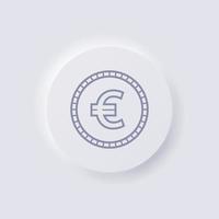 Euro currency symbol coin icon, White Neumorphism soft UI Design for Web design, Application UI and more, Button, Vector. vector