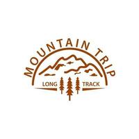 mountain of fir trees hiking adventure logo icon vector