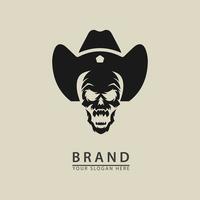 vaquero, cráneo, vector, para, logotipo, icono vector