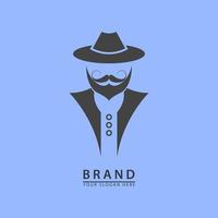 male face mustache and beard neatly hat for haircut icon and logo vector