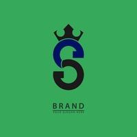 letra conceptual s coronada con las iniciales del rey icono del logotipo del nombre de la empresa vector