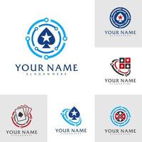 Set of Tech Poker logo vector template, Creative Poker logo design concepts