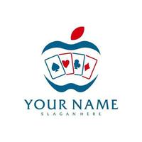 plantilla vectorial del logotipo de póquer de Apple, conceptos creativos de diseño de logotipos de póquer vector