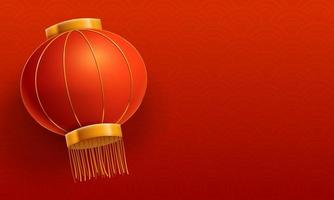 Chinese new year background template Illustrations with red pattern and big red lantern vector