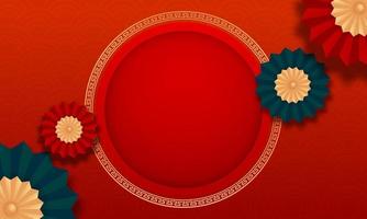 Chinese new year background template Illustrations with red pattern and circle chinese ornament with ornament vector