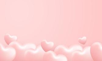 Love Happy Valentine's day background illustration. Beautiful pink background with realistic stacking heart vector