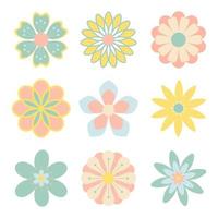 Set of pastel flowers vector