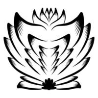 Vector illustration of a black line color flower on a transparent background. Perfect for icons, logos, stickers
