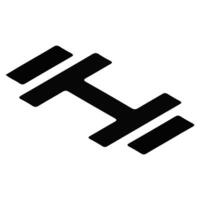 dumbell barbell icono, símbolo o signo isométrico negro aislado sobre fondo blanco. ilustración vectorial vector