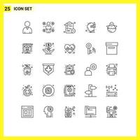 Pack of 25 Modern Lines Signs and Symbols for Web Print Media such as baby chicken tasks egg mind Editable Vector Design Elements