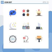 9 Flat Color concept for Websites Mobile and Apps connection keyboard cake computer moon Editable Vector Design Elements