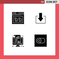 conjunto de 4 glifos sólidos vectoriales en cuadrícula para archivos de monitor de archivo descargar dinero elementos de diseño vectorial editables vector