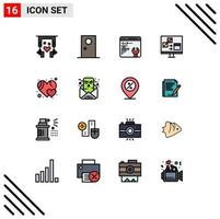 Stock Vector Icon Pack of 16 Line Signs and Symbols for favorite develop round computer app Editable Creative Vector Design Elements