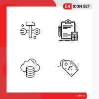 Modern Set of 4 Filledline Flat Colors and symbols such as computing cloud it solutions calculator money Editable Vector Design Elements