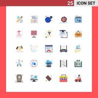 25 Universal Flat Color Signs Symbols of object correction reports change secure Editable Vector Design Elements