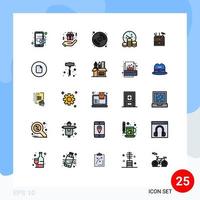 Group of 25 Filled line Flat Colors Signs and Symbols for tools box arts tool money Editable Vector Design Elements