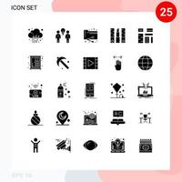 Set of 25 Modern UI Icons Symbols Signs for makeup cosmetics teamwork beauty folder Editable Vector Design Elements