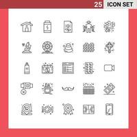 25 Thematic Vector Lines and Editable Symbols of honey science document human body Editable Vector Design Elements
