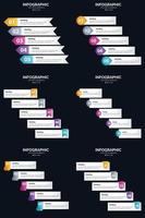 plantilla de diapositiva de presentación del paquete de infografías vectoriales 6 diagramas de ciclo de 5 pasos y líneas de tiempo vector