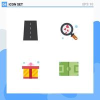 User Interface Pack of 4 Basic Flat Icons of driveway gift path love present Editable Vector Design Elements