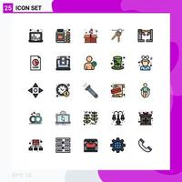 Universal Icon Symbols Group of 25 Modern Filled line Flat Colors of control keys box room hotel Editable Vector Design Elements