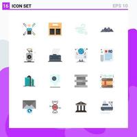 User Interface Pack of 16 Basic Flat Colors of scene hill fashion landscape spring Editable Pack of Creative Vector Design Elements