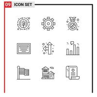 9 Thematic Vector Outlines and Editable Symbols of business pointer medal direction file Editable Vector Design Elements