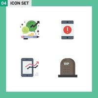 Set of 4 Commercial Flat Icons pack for business phone management cellphone graph Editable Vector Design Elements