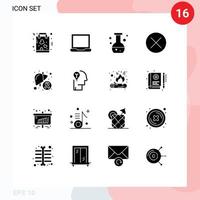 Set of 16 Modern UI Icons Symbols Signs for cancer navigation tube dollar arrows Editable Vector Design Elements