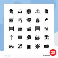 25 Universal Solid Glyph Signs Symbols of network database clothes pin location Editable Vector Design Elements