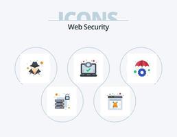 paquete de iconos planos de seguridad web 5 diseño de iconos. sombrilla. seguro. pirata informático puntos de vista. pantalla vector