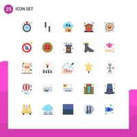 Set of 25 Vector Flat Colors on Grid for selection wifi cloud smart automation Editable Vector Design Elements
