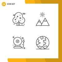 Universal Icon Symbols Group of 4 Modern Filledline Flat Colors of beach bell tree nature back to school Editable Vector Design Elements