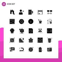 Pack of 25 Modern Solid Glyphs Signs and Symbols for Web Print Media such as server computer mobile volleyball goalpost Editable Vector Design Elements