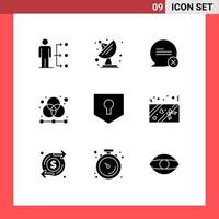 Set of 9 Modern UI Icons Symbols Signs for key graphic chat designer creative Editable Vector Design Elements