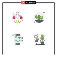 4 Creative Icons Modern Signs and Symbols of eight march device cactus plant heartbeat Editable Vector Design Elements