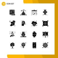 Pack of 16 creative Solid Glyphs of point map mobile ireland focus Editable Vector Design Elements