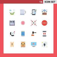 Mobile Interface Flat Color Set of 16 Pictograms of decoration open mobile education server Editable Pack of Creative Vector Design Elements