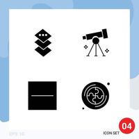 User Interface Pack of 4 Basic Solid Glyphs of design delete biology science minus Editable Vector Design Elements